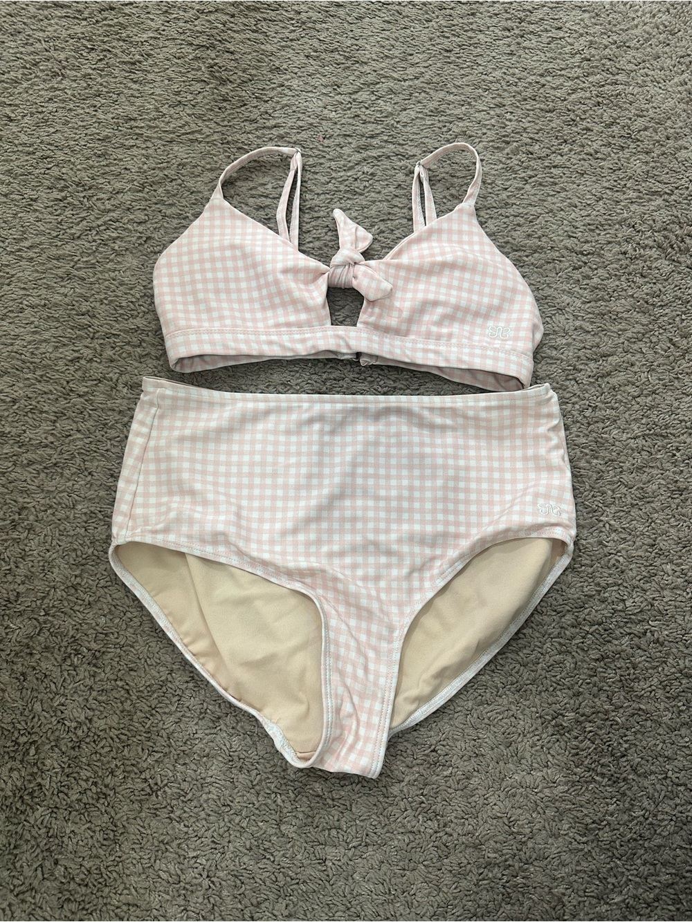 Albion Pink Gingham High-Waist Bikini Set